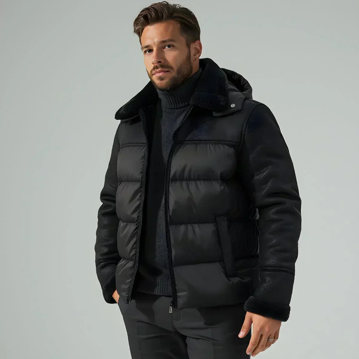 Bernhard | Leather Puffer Jacket